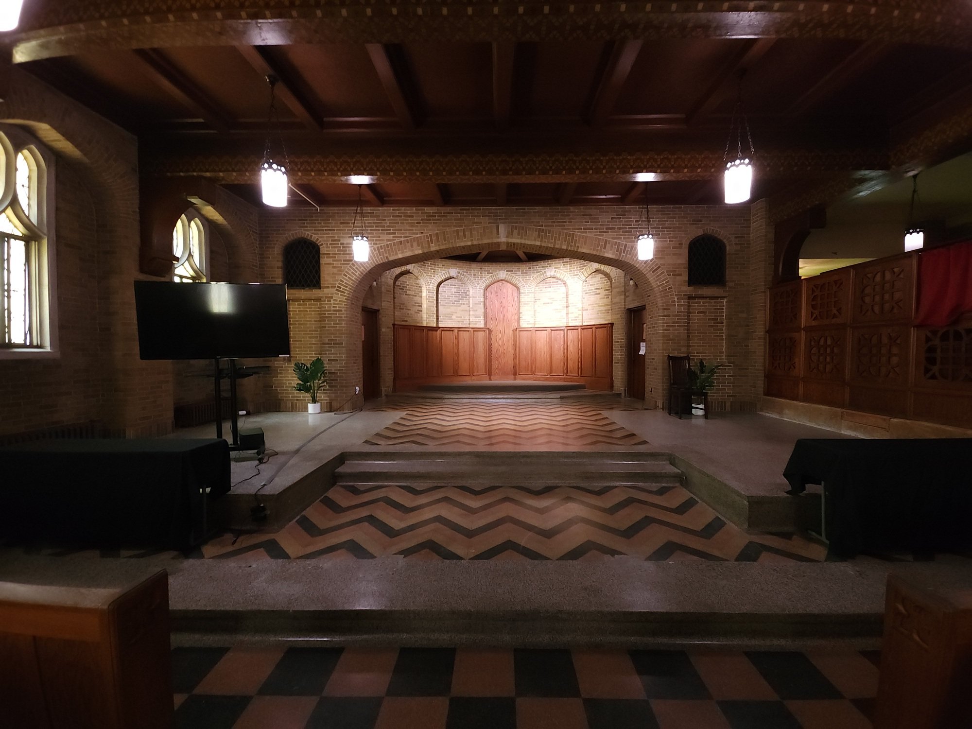Close up of the front of the chapel