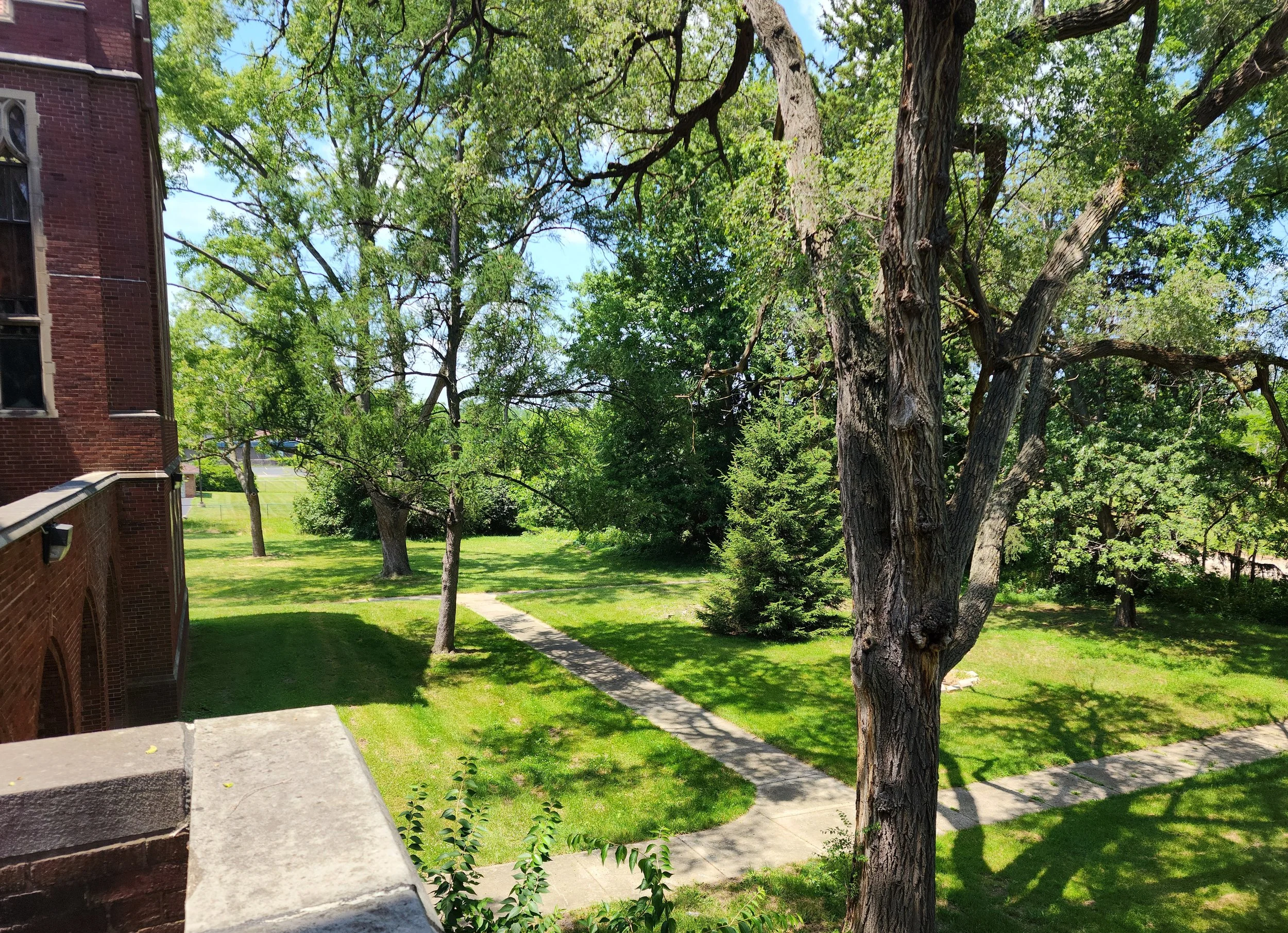 View from the balcony overlooking the courtyard