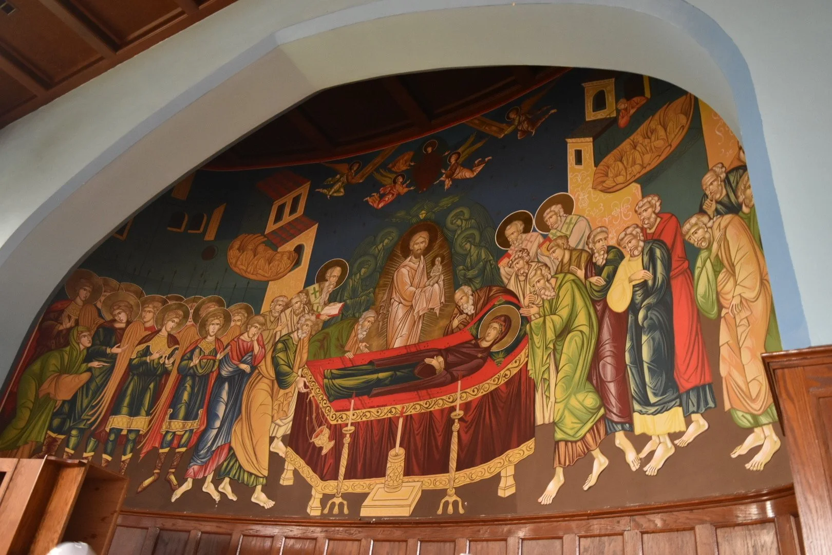 Close up of mural in the banquet hall