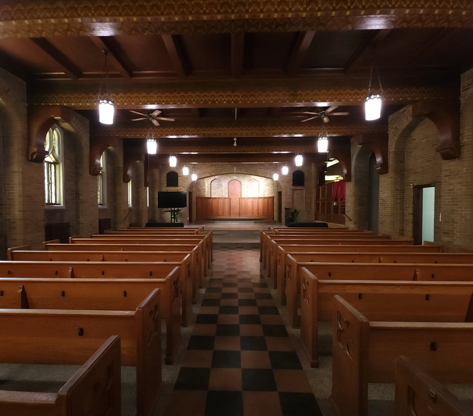 Interior picture of The Chapel at Castle Rouge from the back