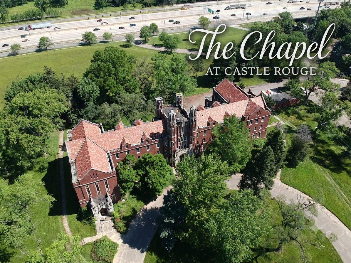 Aerial View with The Chapel at Castle Rouge Logo in top right.png