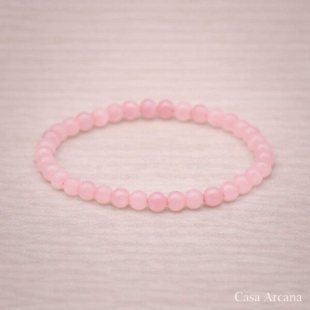 Pulsera de Cuencas Cuarzo Rosa 4 mm