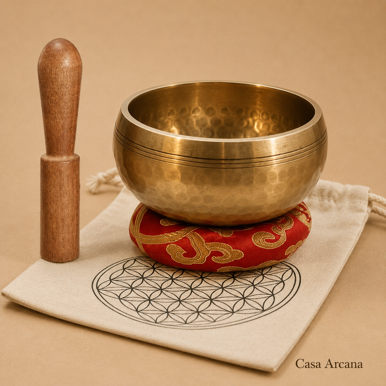 Cuenco tibetano + varilla de madera y soporte