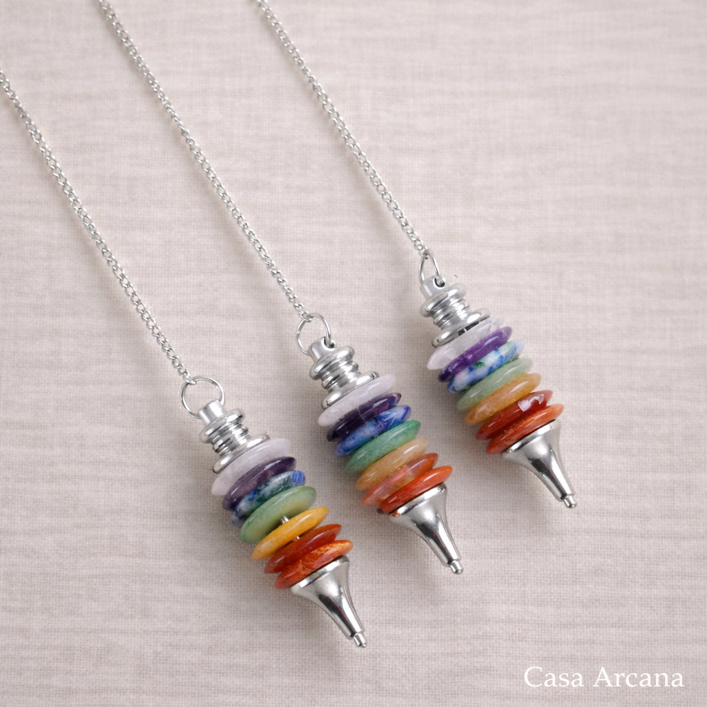 Péndulo de los 7 Chakras con Piedras Naturales