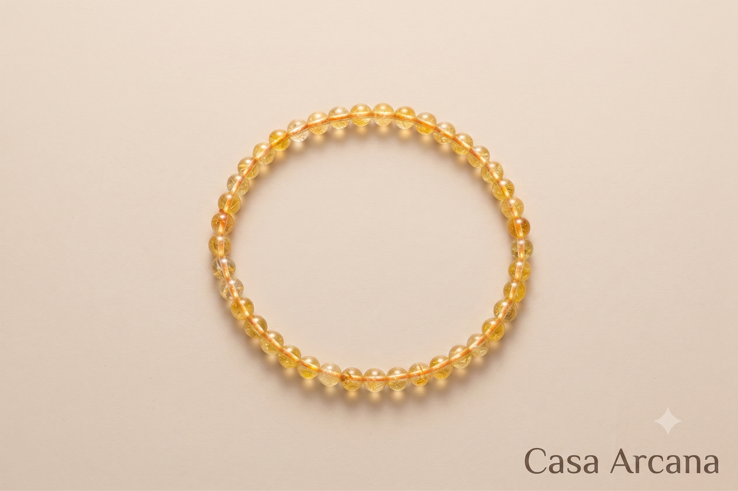 Pulsera Elástica Bola de Citrino 4 mm
