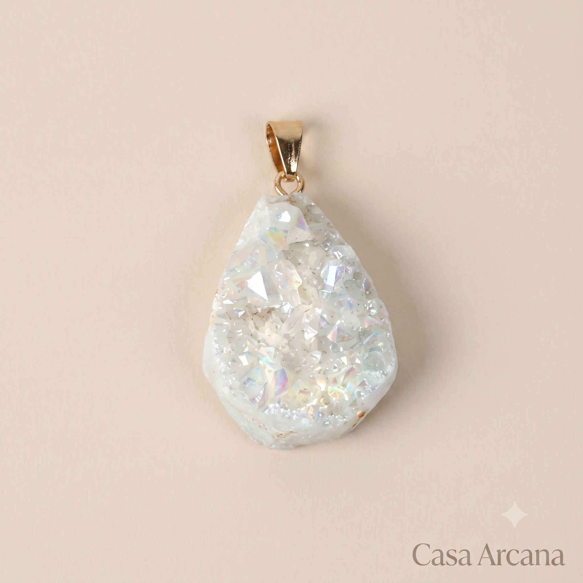Colgante Drusa Aqua Aura de Cuarzo Cristal