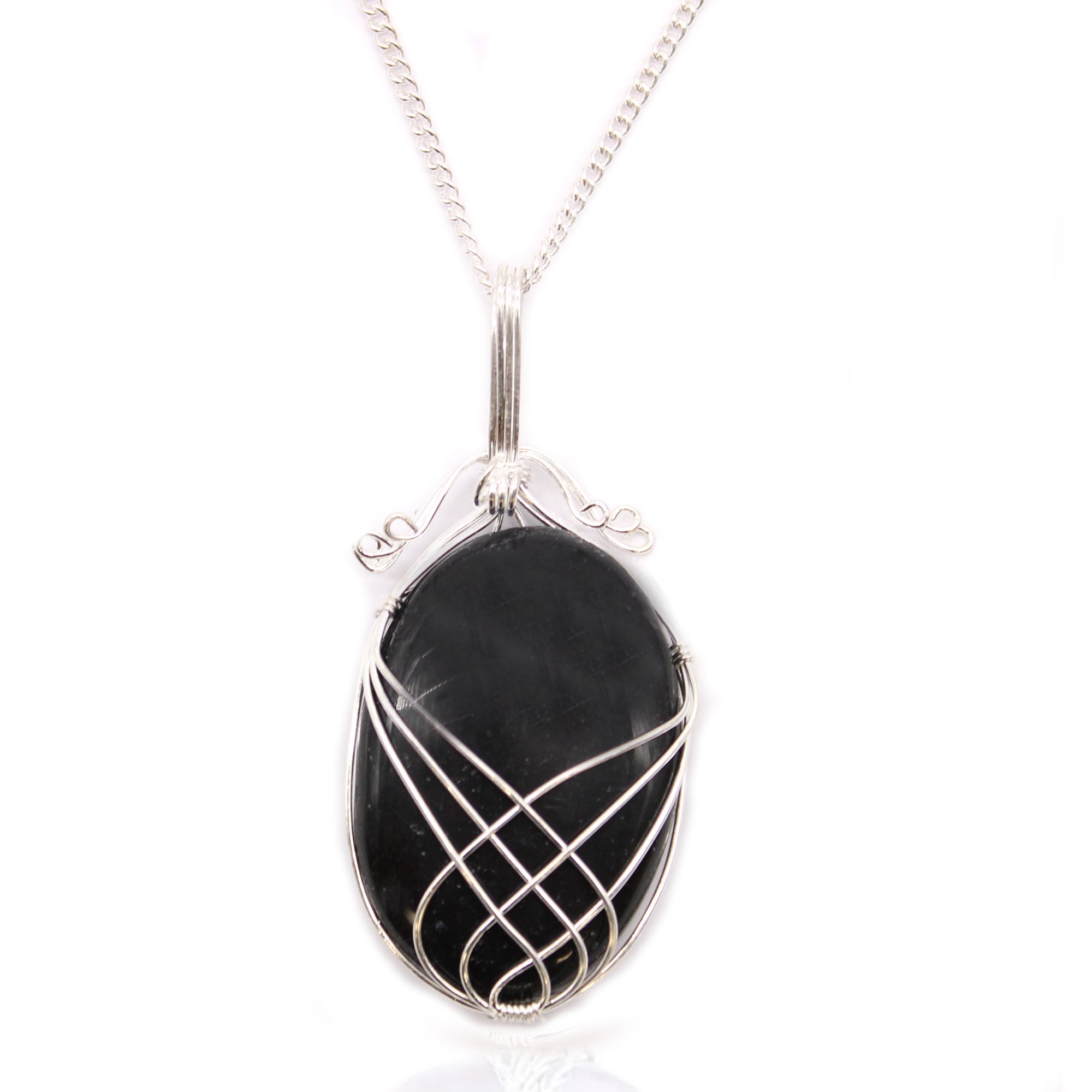 Collar de Piedras Preciosas Envueltas en Cascada - Ónix Negro