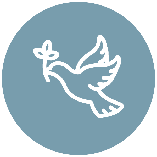An icon of a white dove representing peace