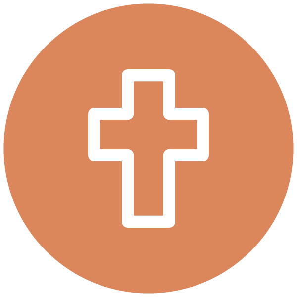 white icon of a cross