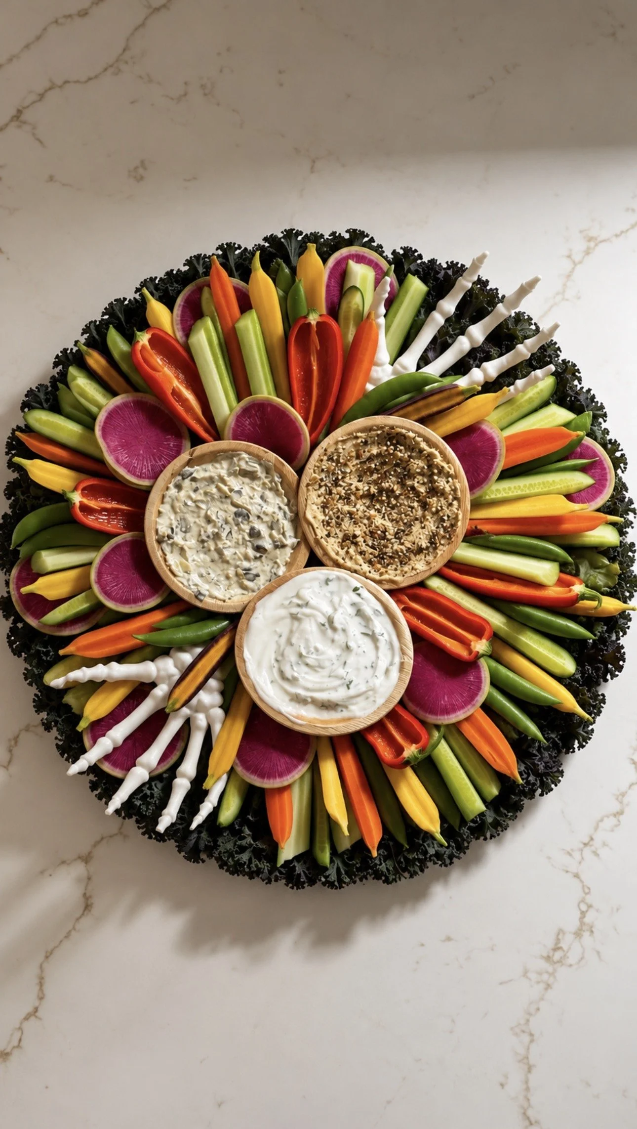 Spooky Crudite & Dips Board