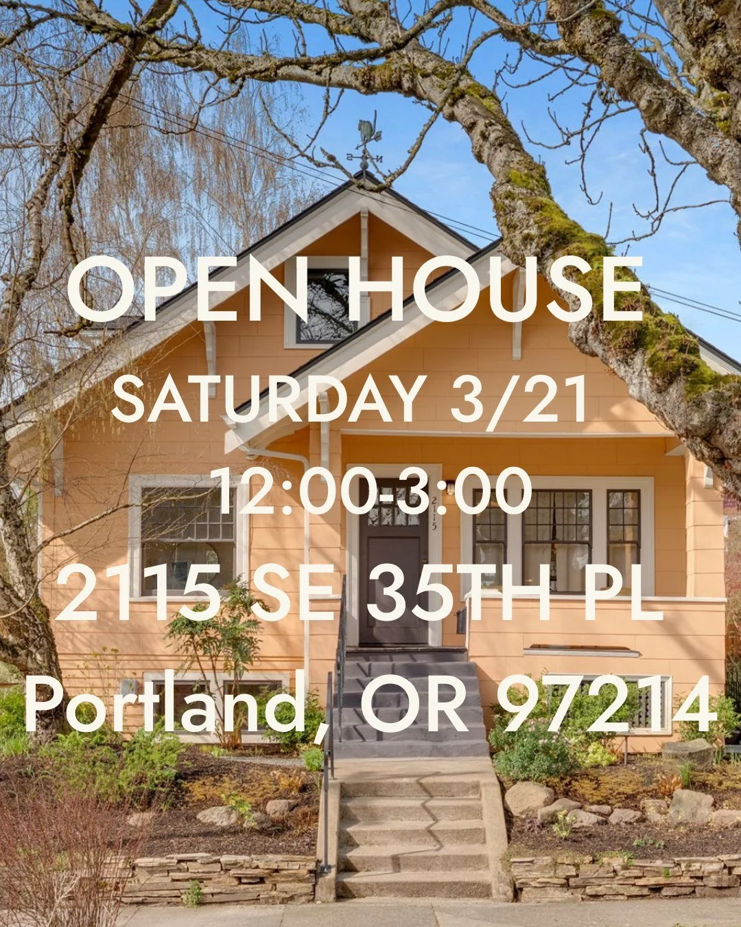 OPEN HOUSE 
SATURDAY 3/21 - 12:00-3:00
2115 SE 35TH PL Portland, OR 97214

Come check out the pretty in peach home located perfectly between Hawthorn and Division.  The home is beautiful with a bedroom and bathroom on the main level, two bedrooms on 