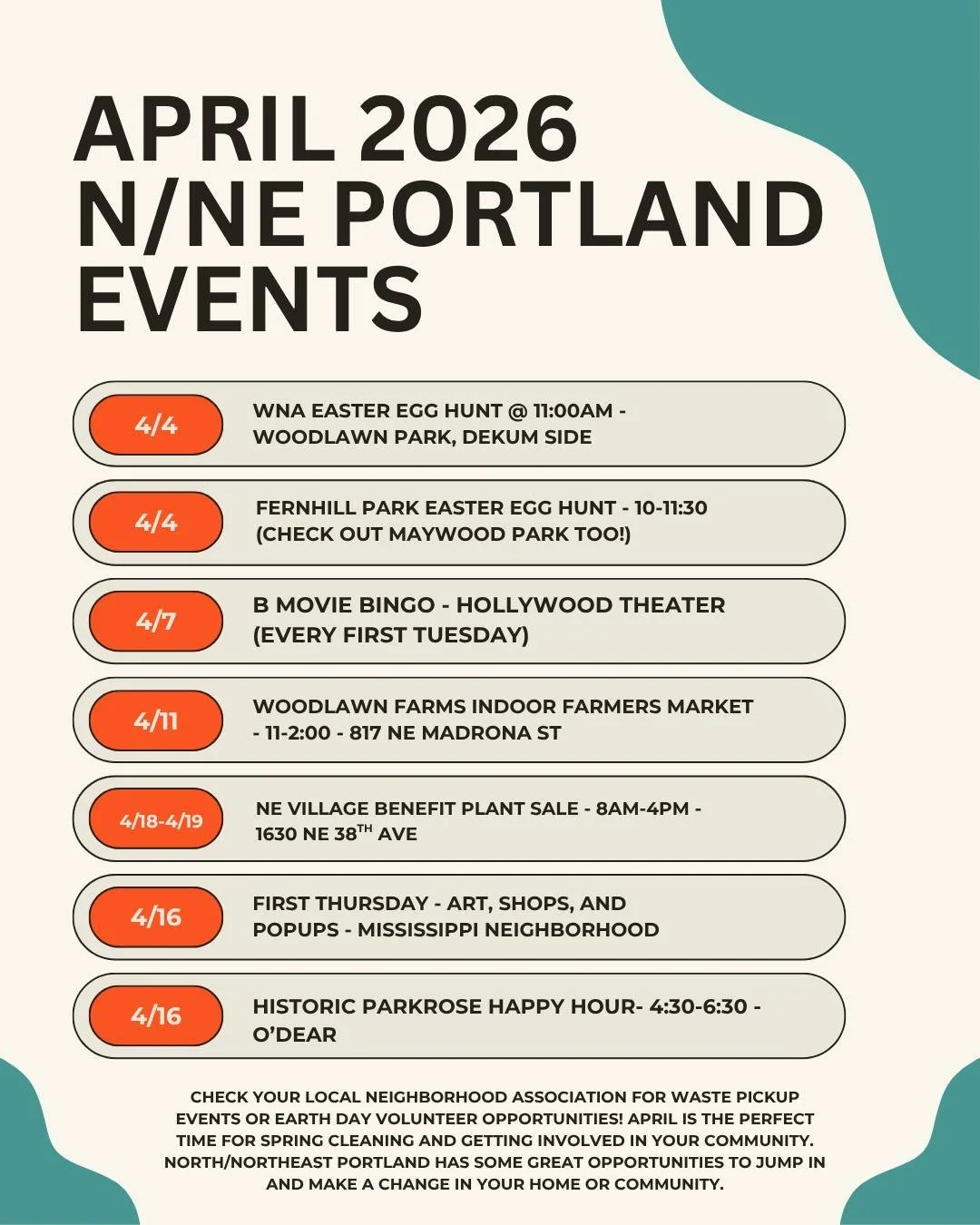 ✨ North/Northeast Portland, you&rsquo;ve got plans! ✨

Here are some fun events happening around North &amp; Northeast Portland&mdash;perfect excuses to get out, explore, and support local. And this is just the beginning&hellip; the next few months a