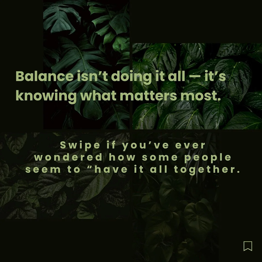 Balance isn&rsquo;t about perfection - it&rsquo;s about alignment. 

It&rsquo;s the gentle art of saying yes to what fuels you, and no to what drains you. 

Comment below : what&rsquo;s one thing that truly matters to you right now? Mine is in the co
