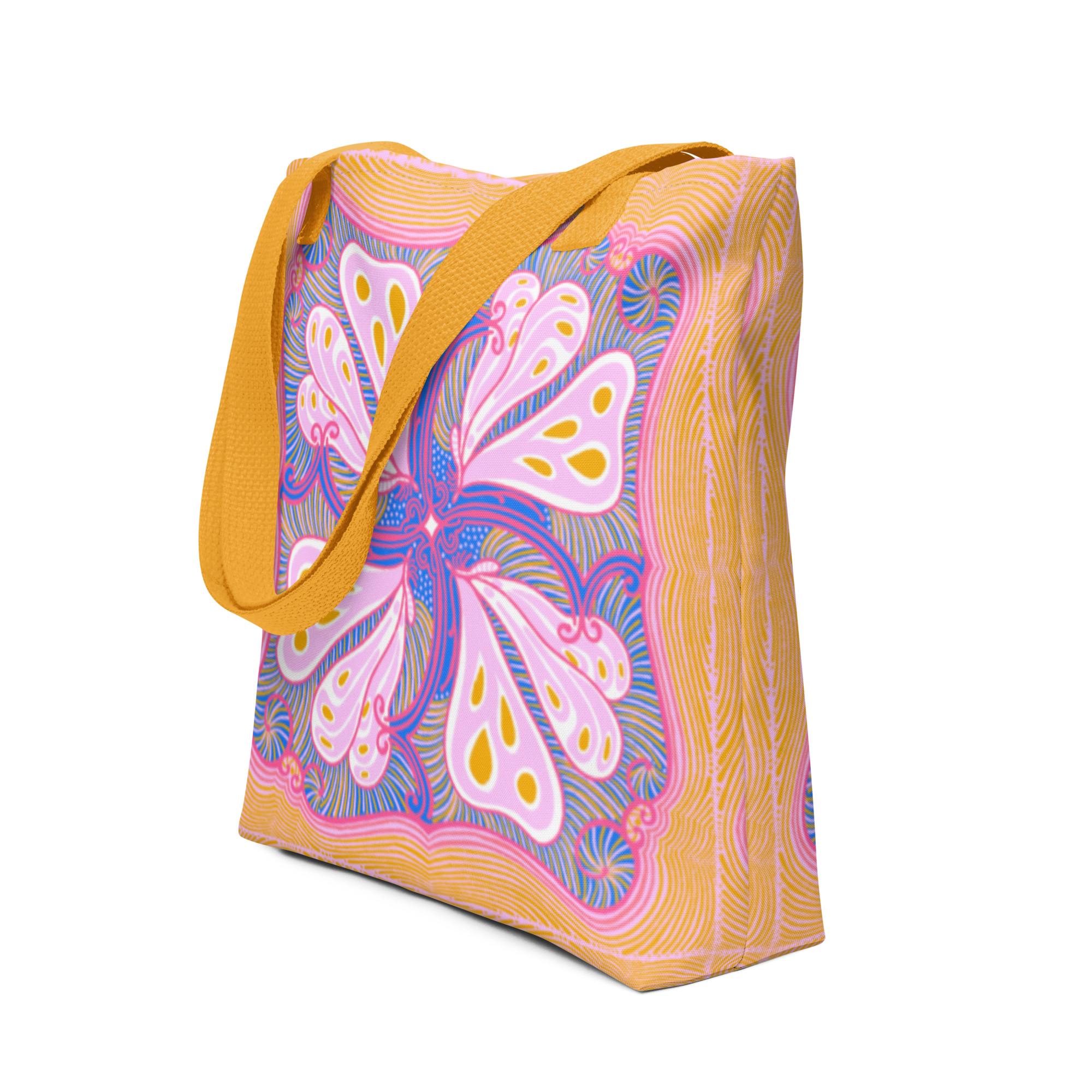 Kaleidoscopic Butterfly Print Tote Bag