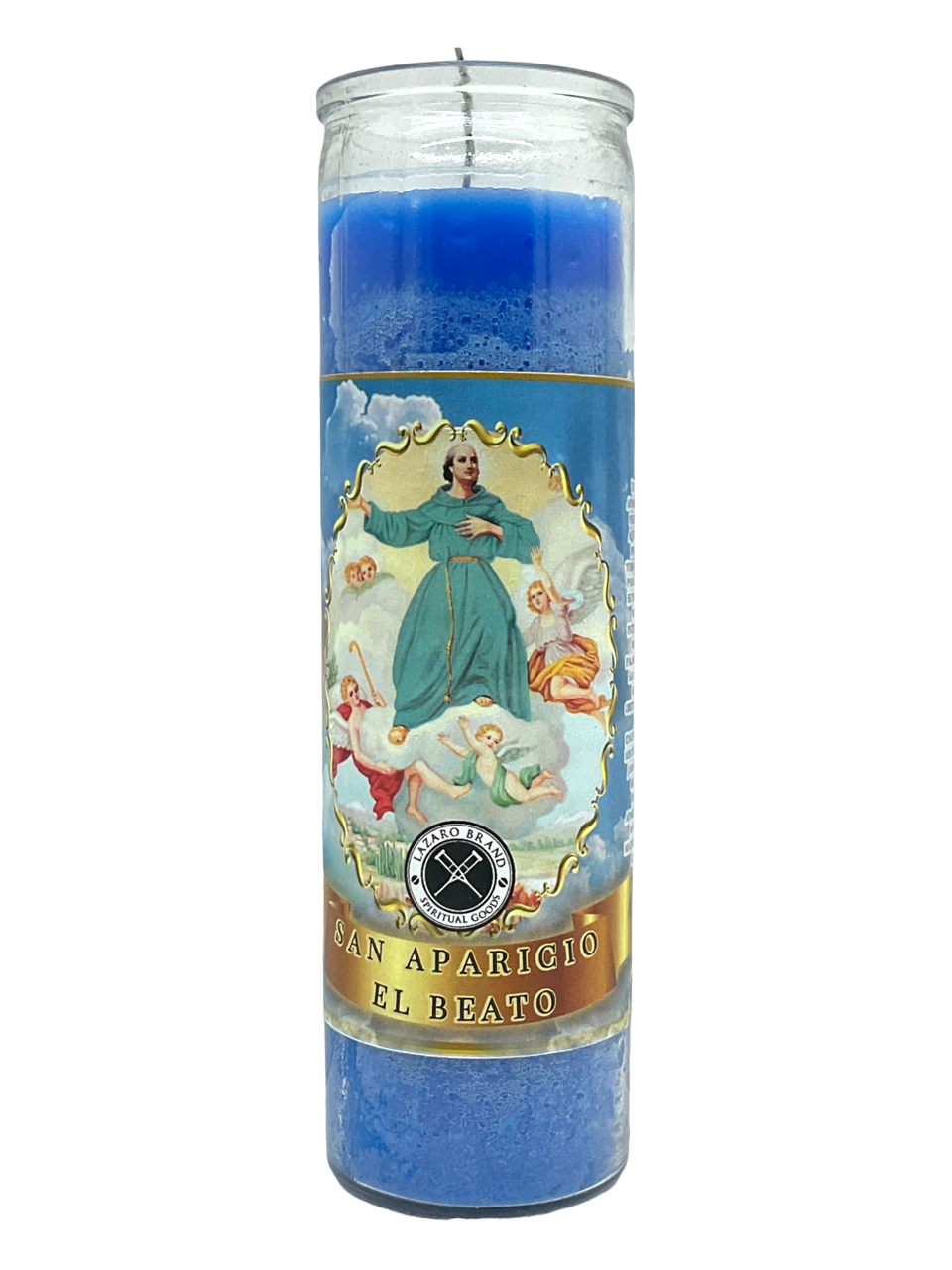 San Aparicio (El Beato) 7 Day Prayer Candle – Find Lost Items & Reconcile Relationships (Blue)