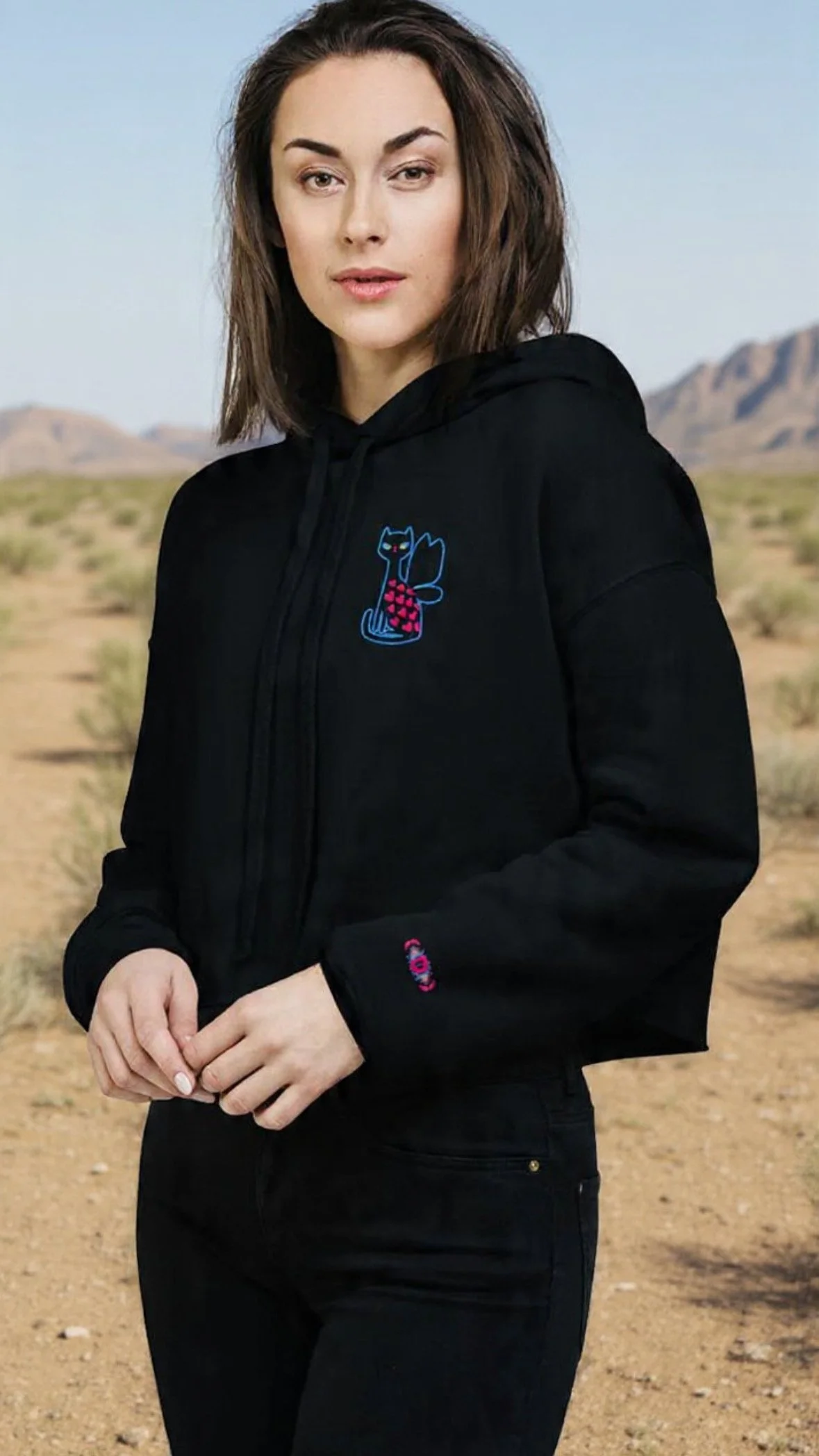 Third Eye Meow Crop Hoodie