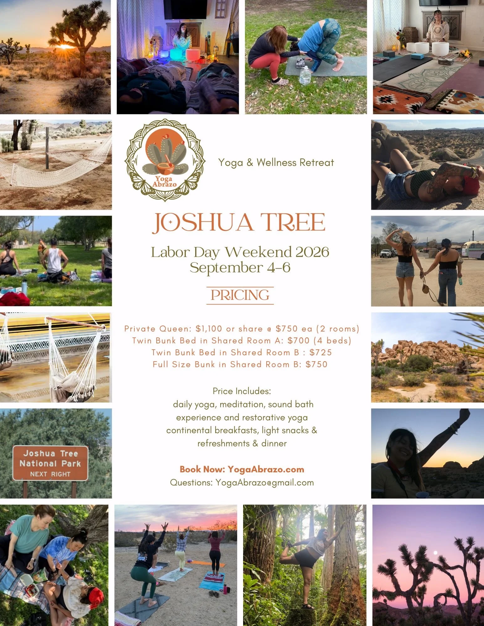 Joshua Tree September 2026 Yoga Retreat Private Queen (one person) Room D