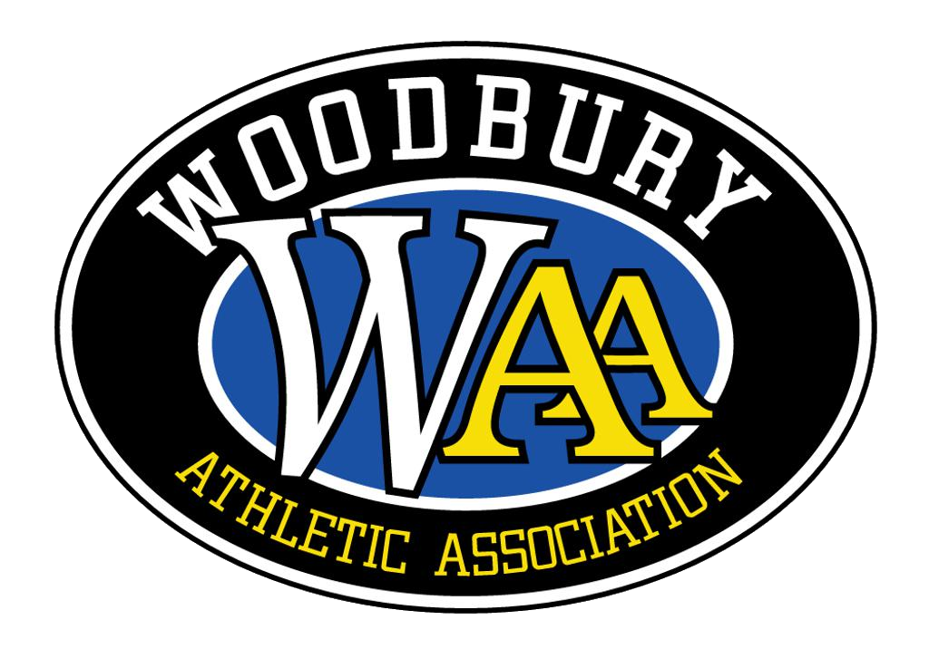 Woodbury Athletic Association logo with text "WAA" in blue and yellow.