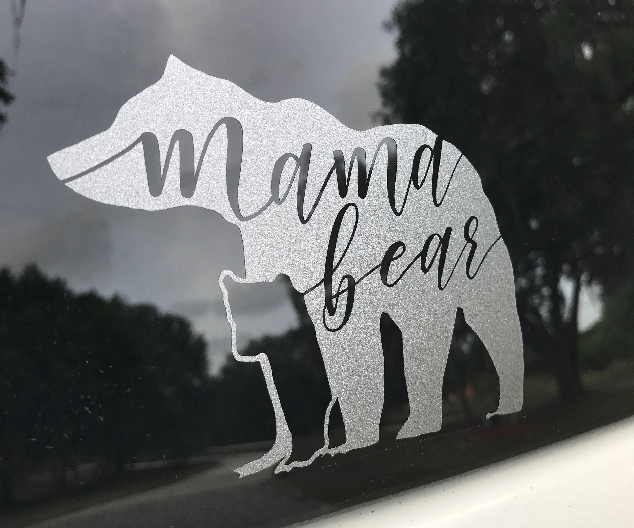 Mama (Momma) Bear Etched Glass Sticker