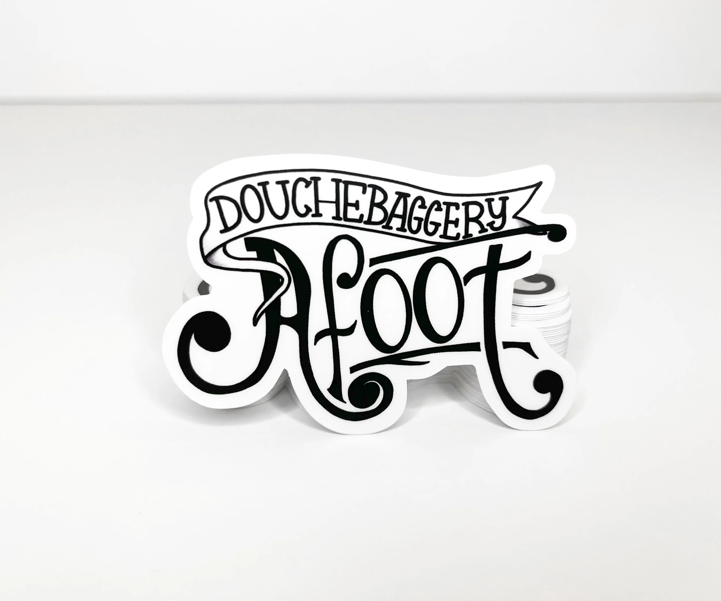 D*uchebaggery Afoot Old Timey Black and White Die Cut Sticker