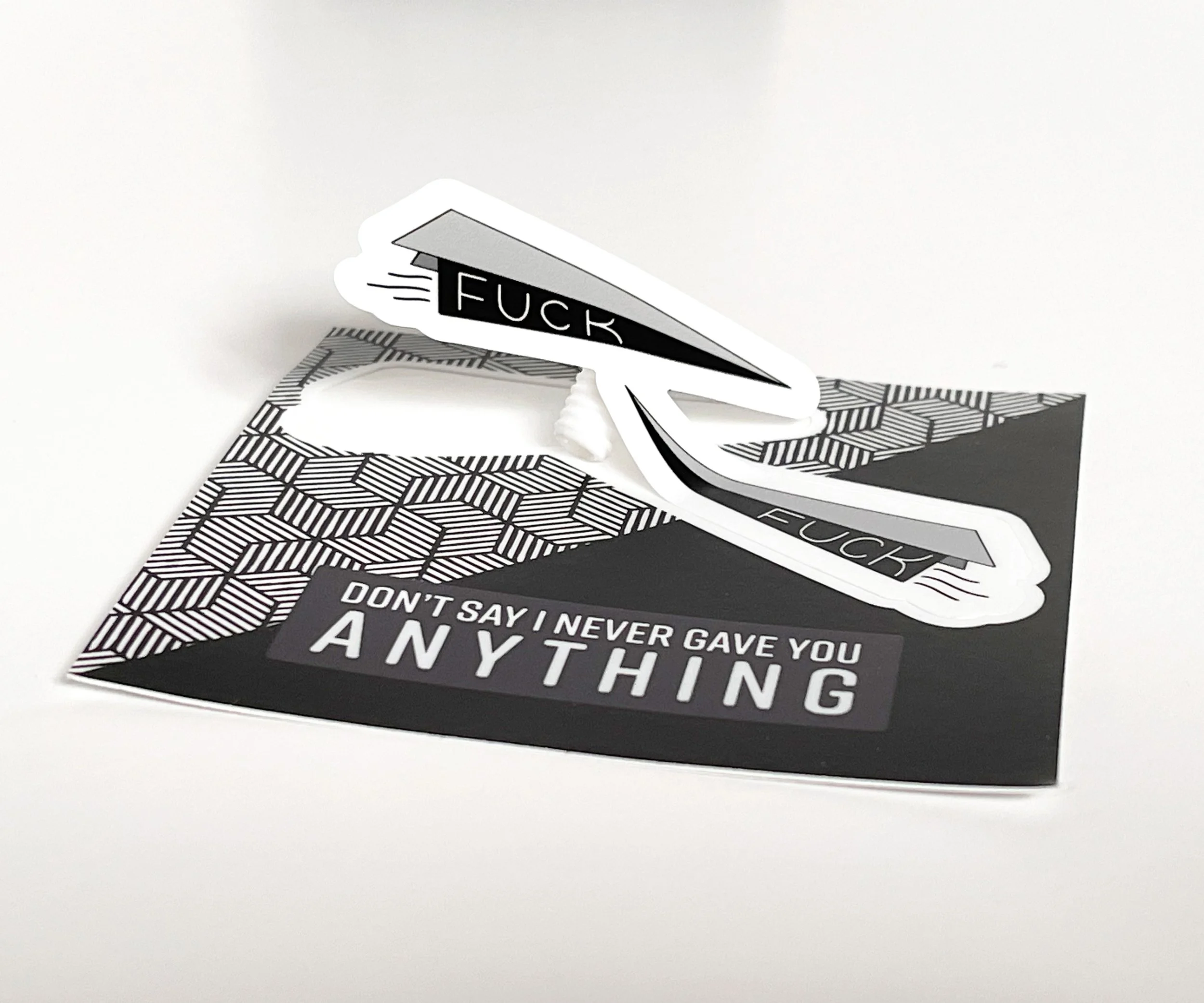 Flying Fucks Paper Airplanes Black, Gray, and White Sticker Sheet