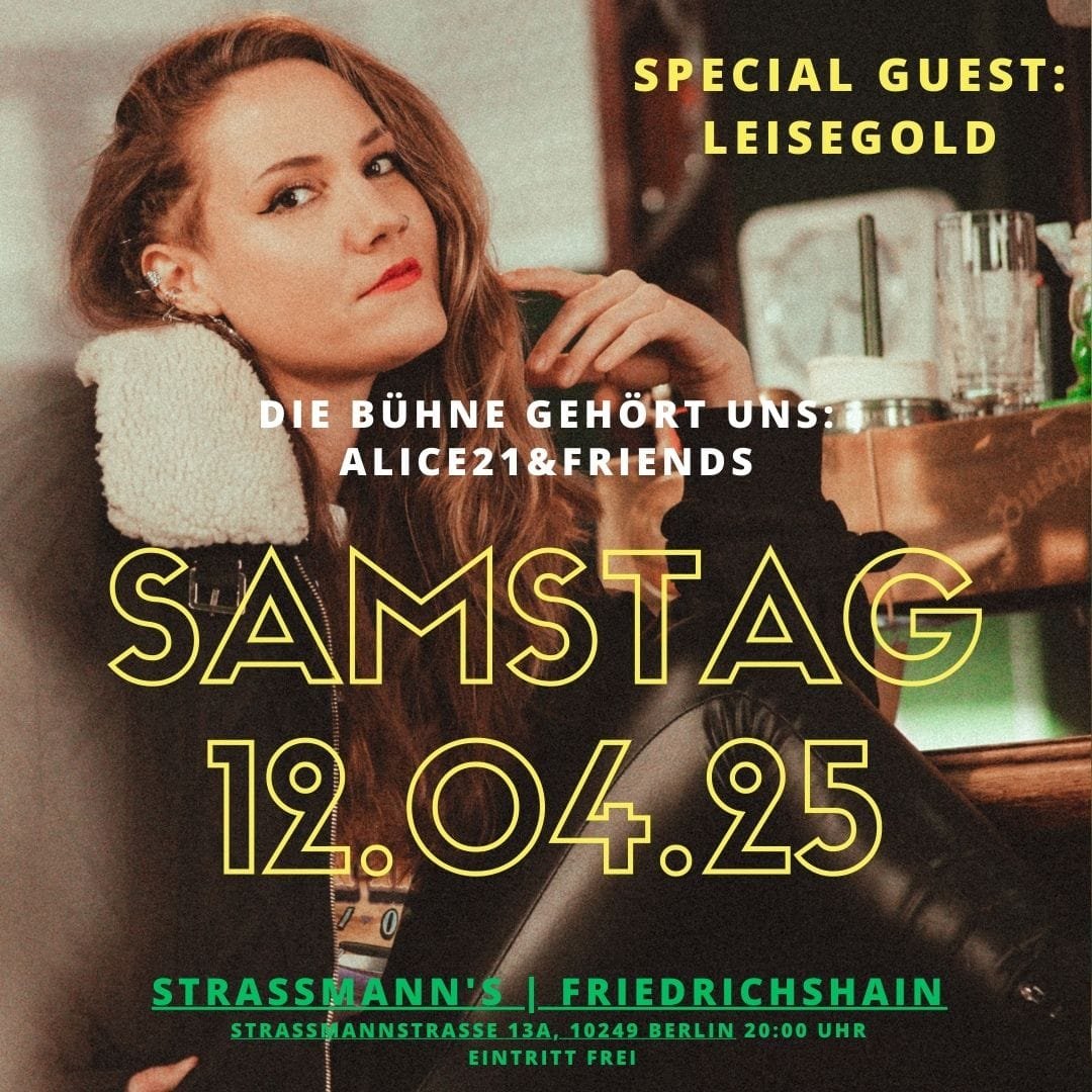 Am Samstag bei uns: @thisisalice21 & Friends, diesmal mit @leisegold
Wir freuen uns sehr!