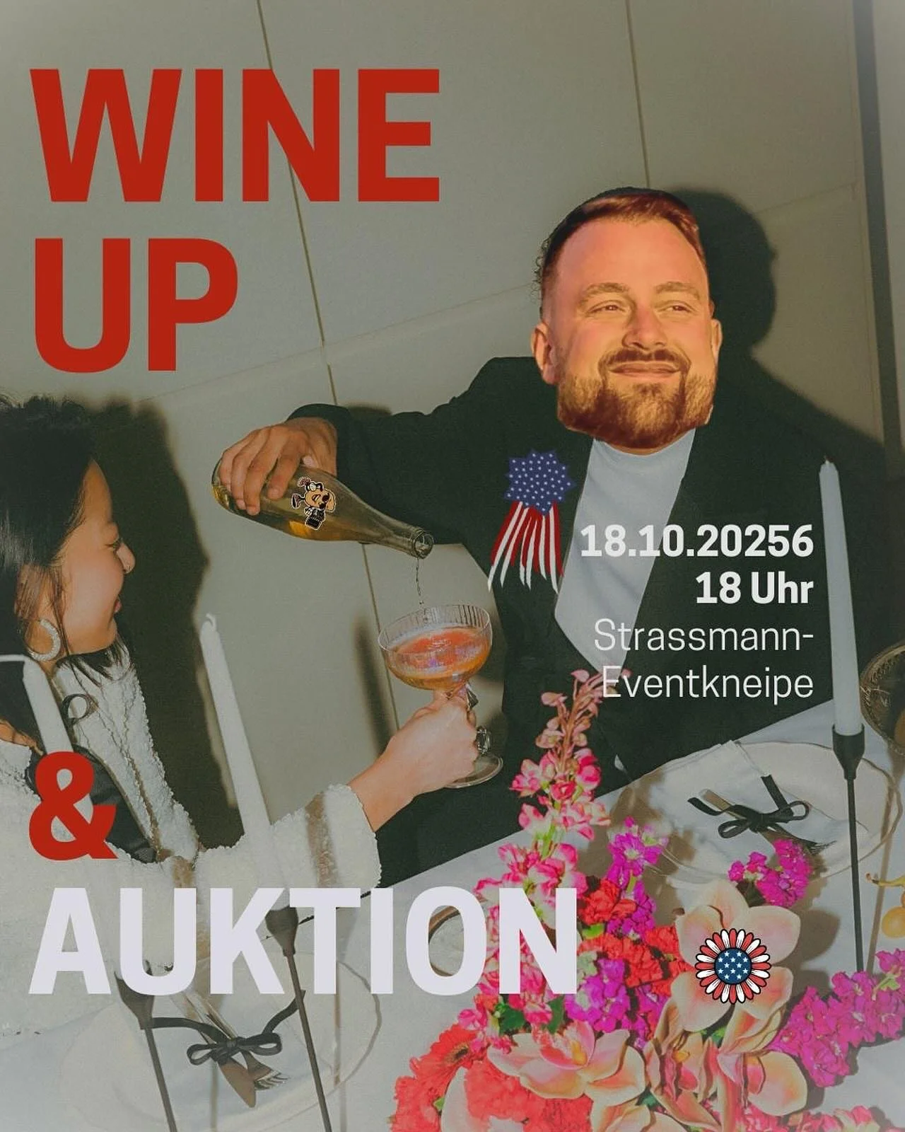 WINE UP &amp; AUKTION 

Am 18. Oktober ab 18 Uhr l&auml;dt die Strassmann-Eventkneipe zu einem besonderen Abend ein: WINE UP &amp; AUKTION.
Ein Glas in der Hand, ein Blick auf die Kunst &ndash; und ein Moment, in dem man wei&szlig;: Hier geht&rsquo;s