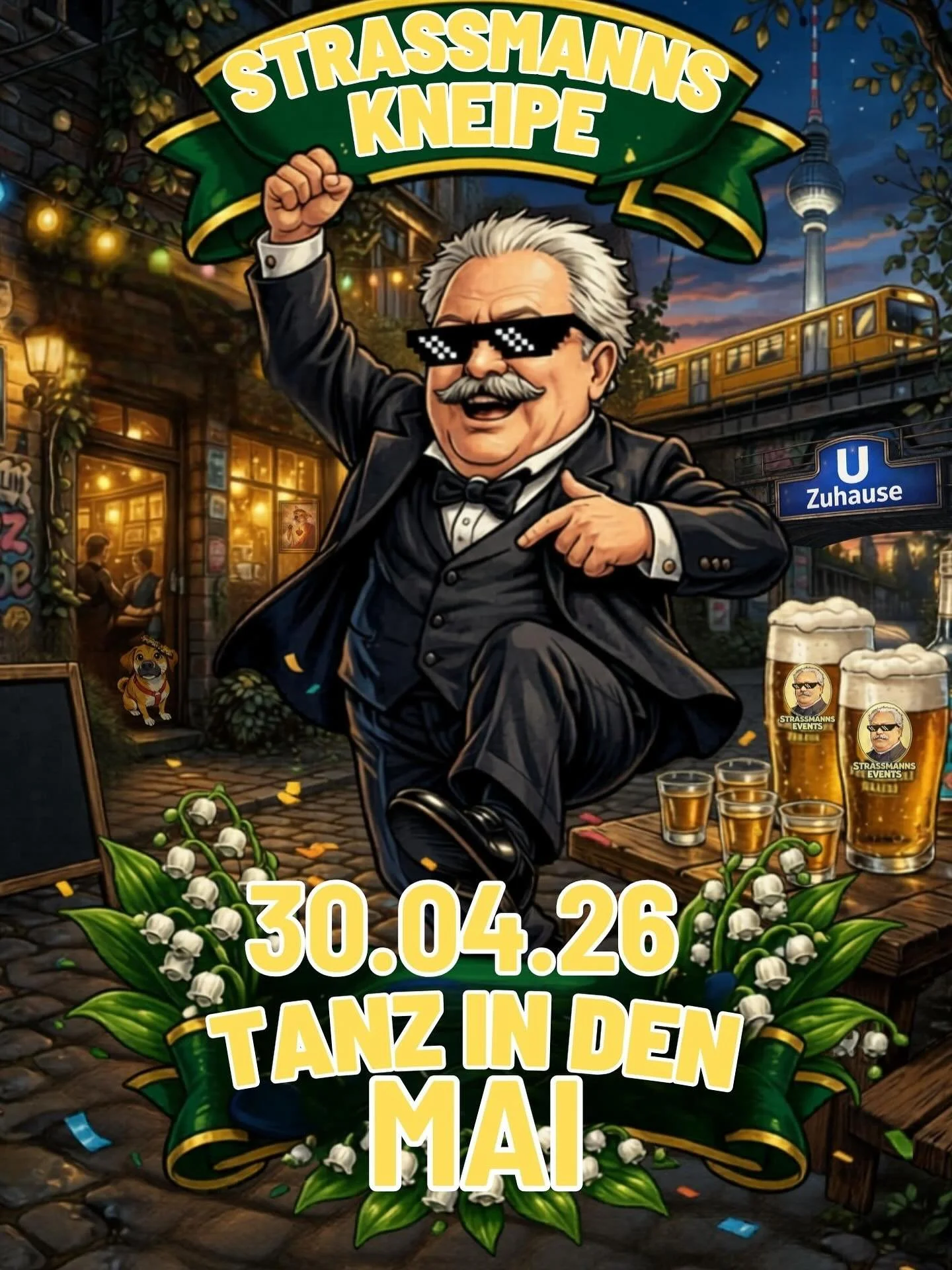 Tanz in den Mai &ndash; heute bei uns.

Eigentlich wollten wir gar nicht mehr viel verraten. Wir sind komplett ausgebucht. 
Aber ganz ehrlich &ndash; warum sollten wir euch das vorenthalten?

Die Strassis tanzen in den Mai. 
Zwei DJs. @rik.de.ligt &a