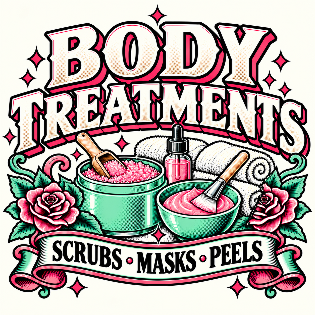 Explore skin and body treatments, including body scrubs, back peels, and bum peels.