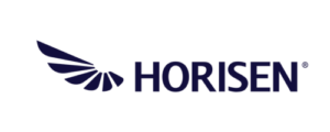 Horsen logo featuring a stylized purple wing and text