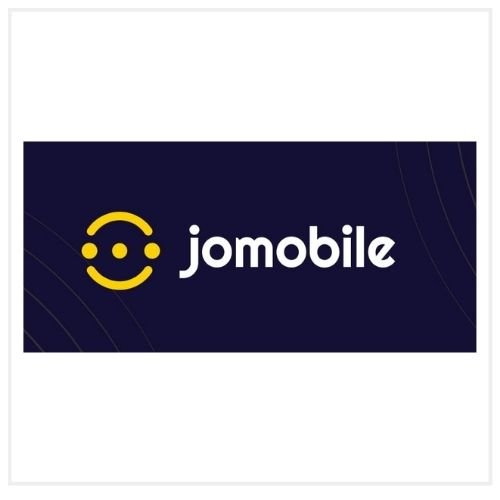 Jomoible logo with a smiling face icon on a dark background.