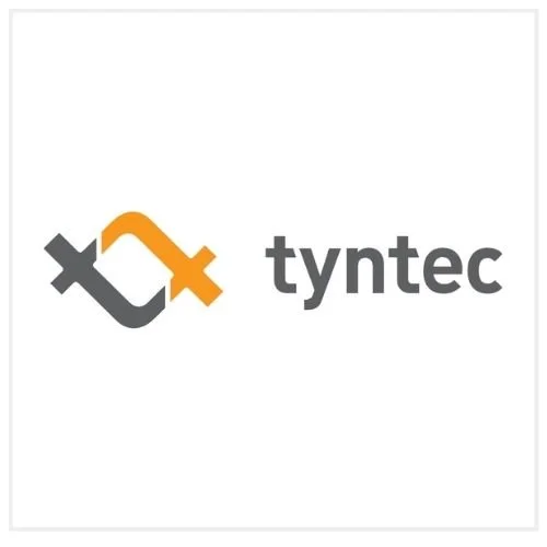 Tyntec logo with stylized orange and gray icon next to the company name