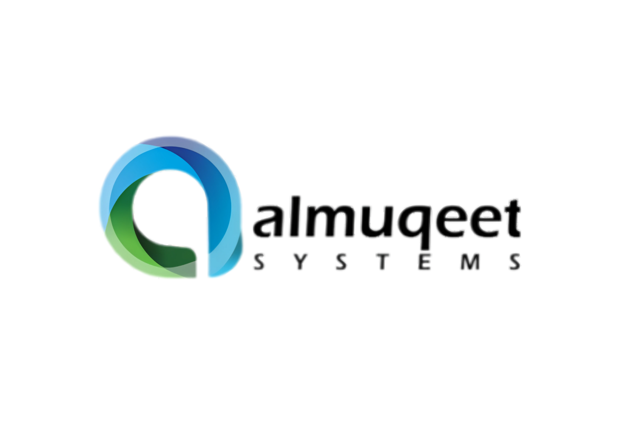 Almuaed System logo featuring a circular design with shades of blue and green, and the company name 'almuaed SYSTEM' in black text to the right.