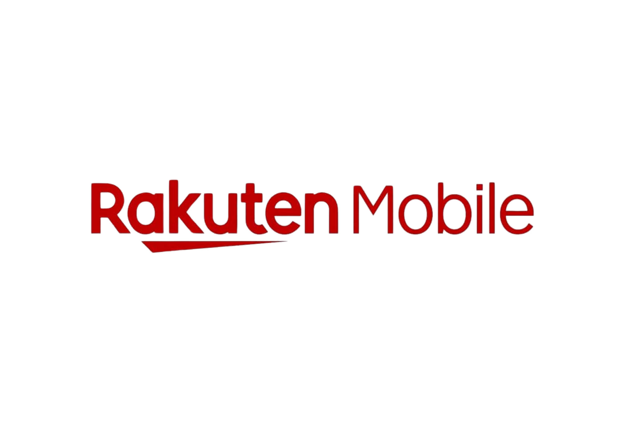 Rakuten Mobile logo in red text on a black background.