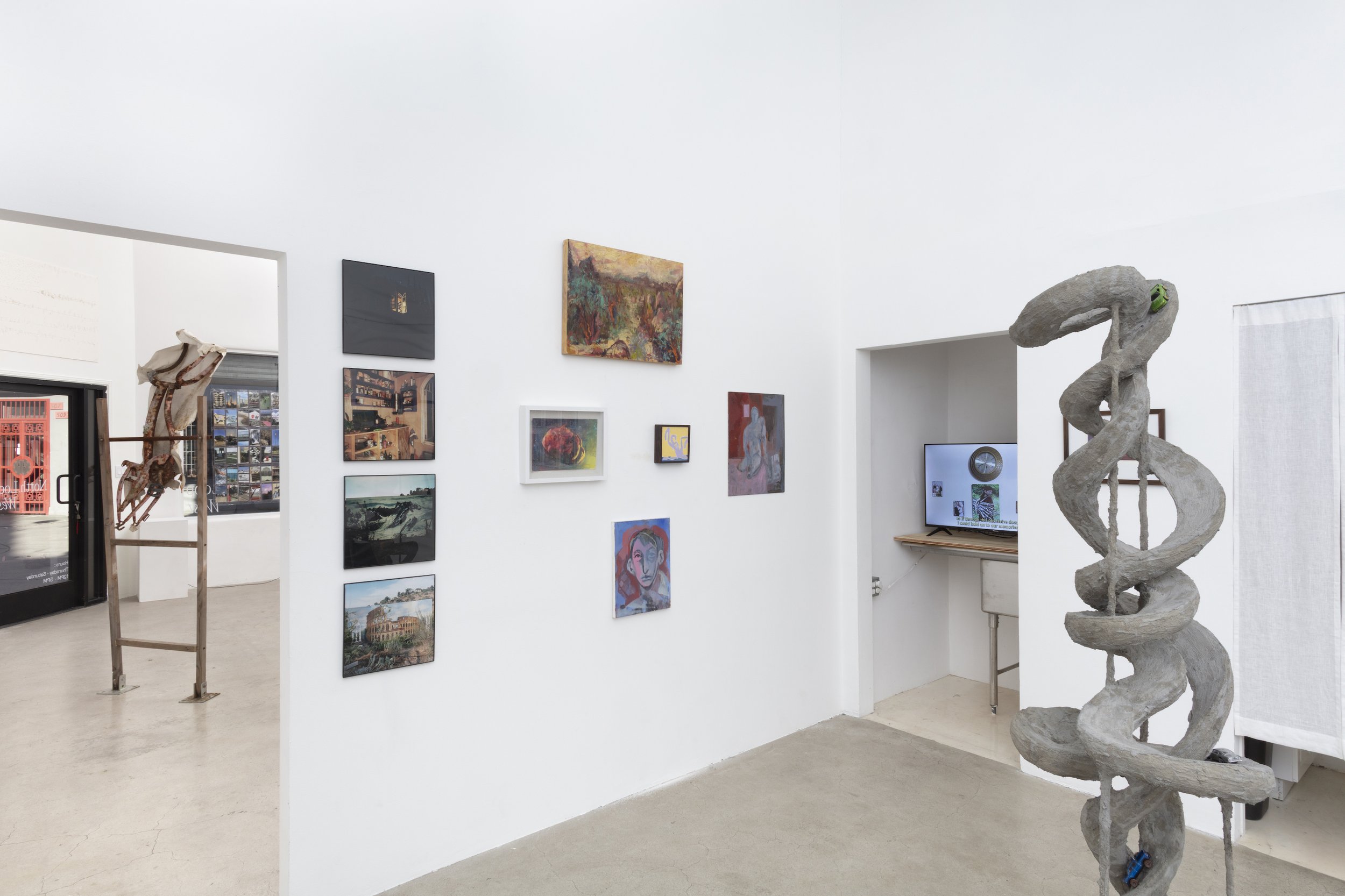 Installation view, Triangle Projects Presents!, North Loop West, Los Angeles, CA. January 9, 2025 - February 7, 2026. Image courtesy Josh Schaedel.