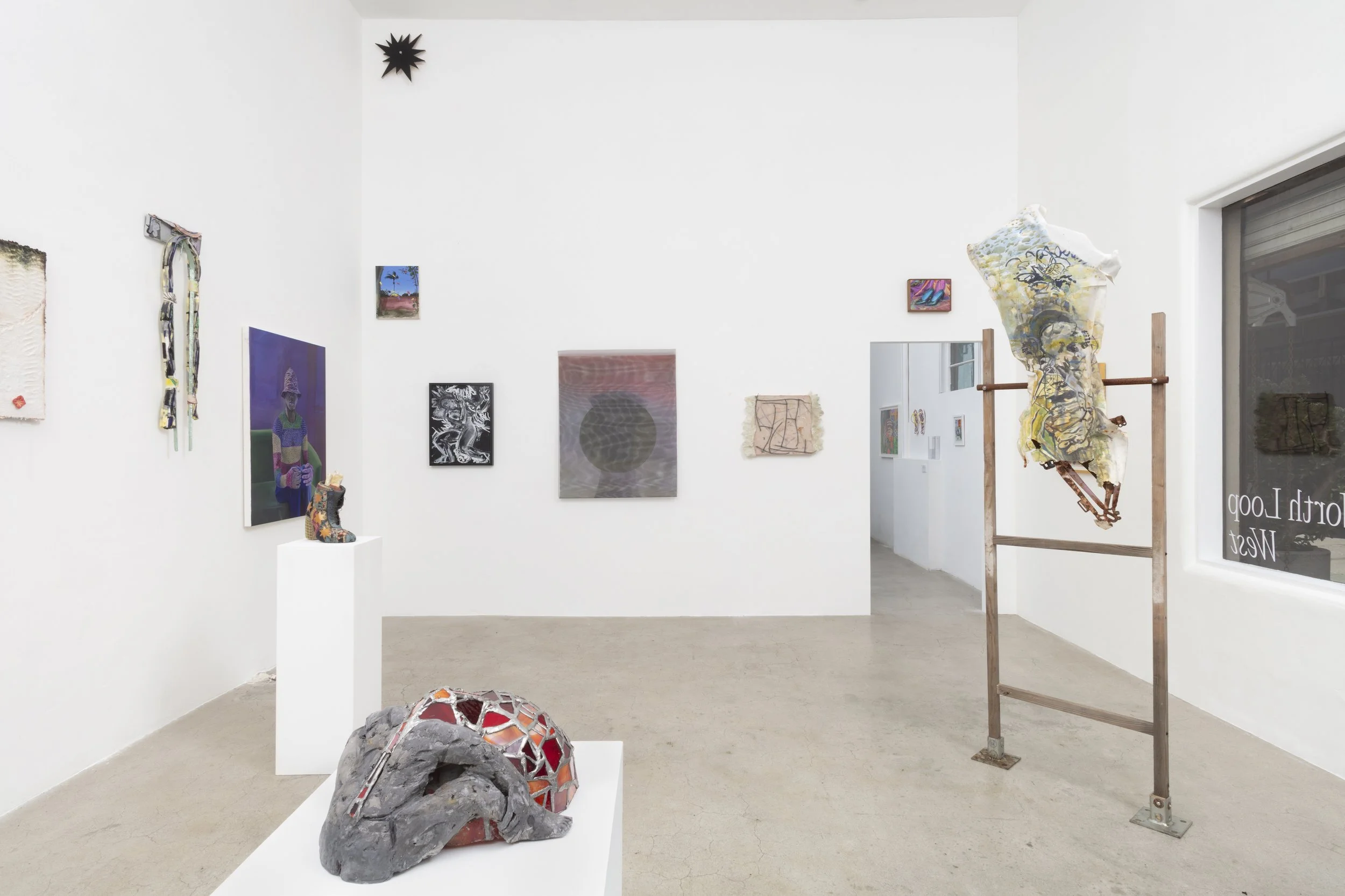 Installation view, Triangle Projects Presents!, North Loop West, Los Angeles, CA. January 9, 2025 - February 7, 2026. Image courtesy Josh Schaedel.