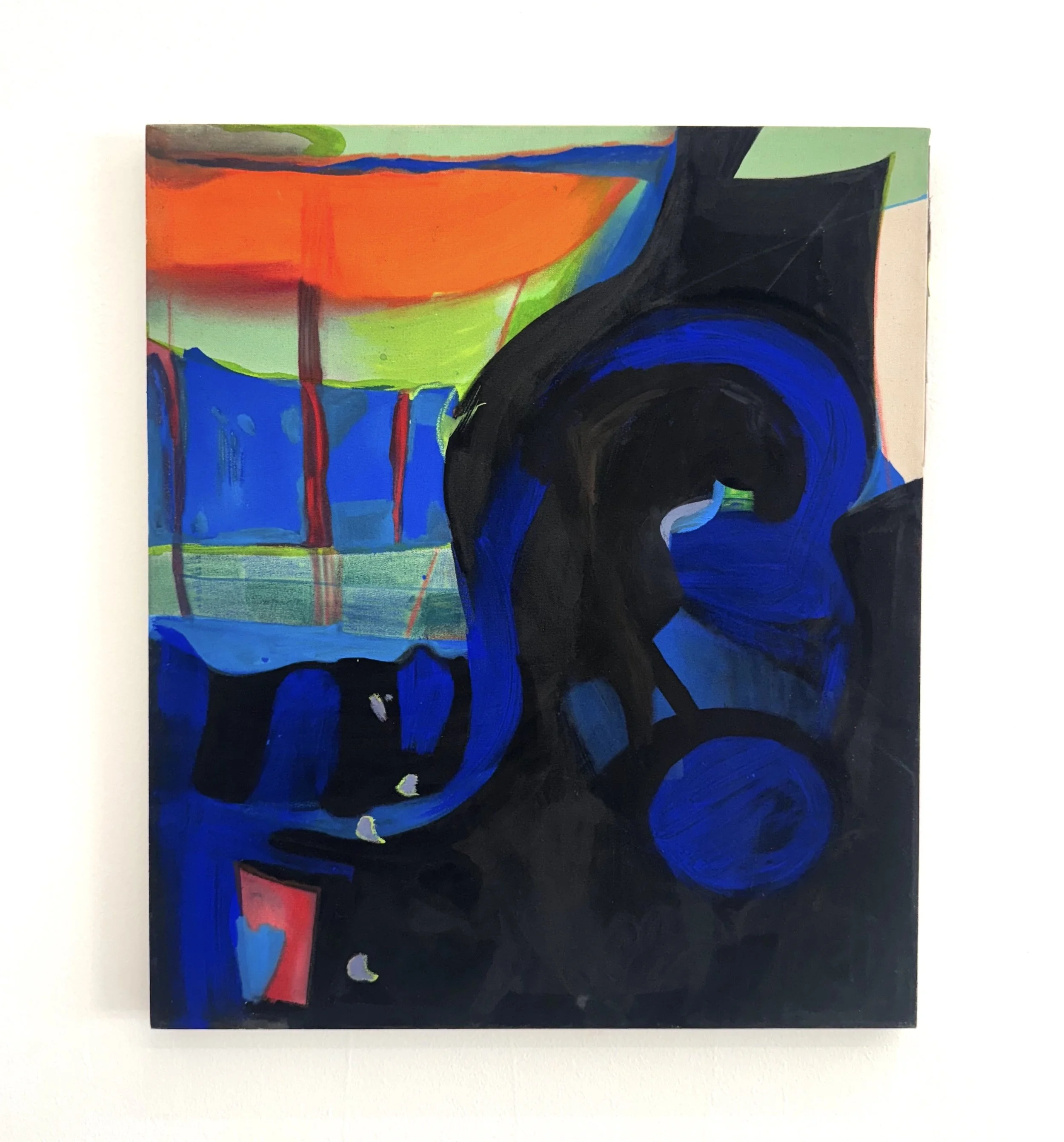 Annie Bielski, Possessions, 2025, acrylic, Flashe paint, wax crayon, colored pencil on canvas, 28 x 24 in.