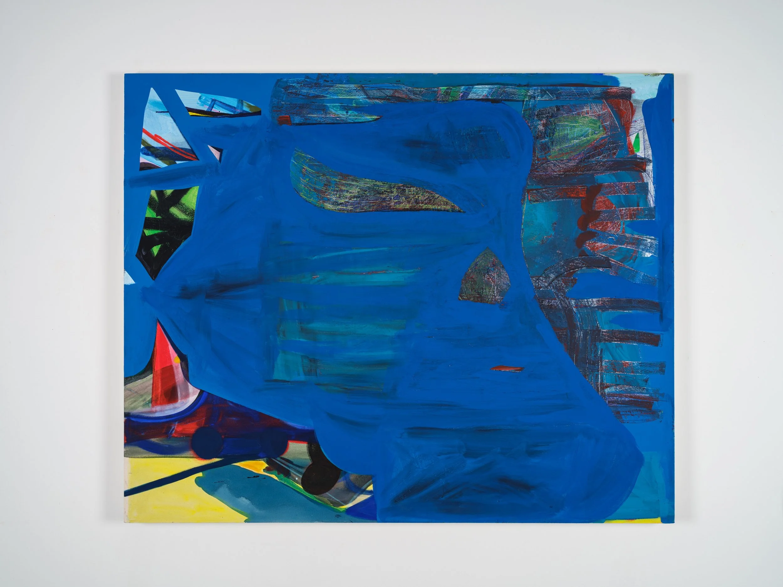 Annie Bielski, Undertow, 2025, acrylic, Flashe paint, wax crayon on canvas, 54 x 66 in.