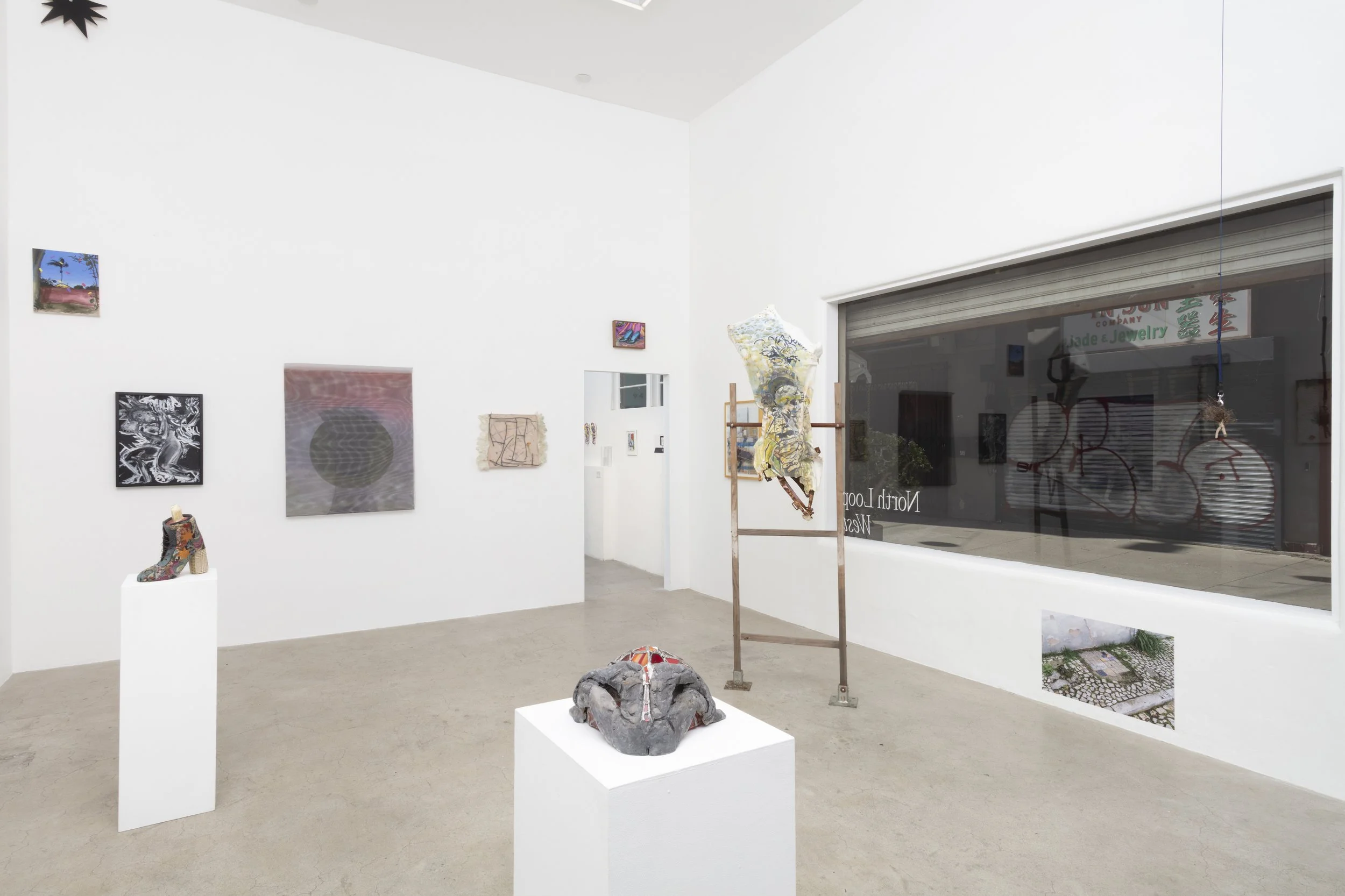 Installation view, Triangle Projects Presents!, North Loop West, Los Angeles, CA. January 9, 2025 - February 7, 2026. Image courtesy Josh Schaedel.