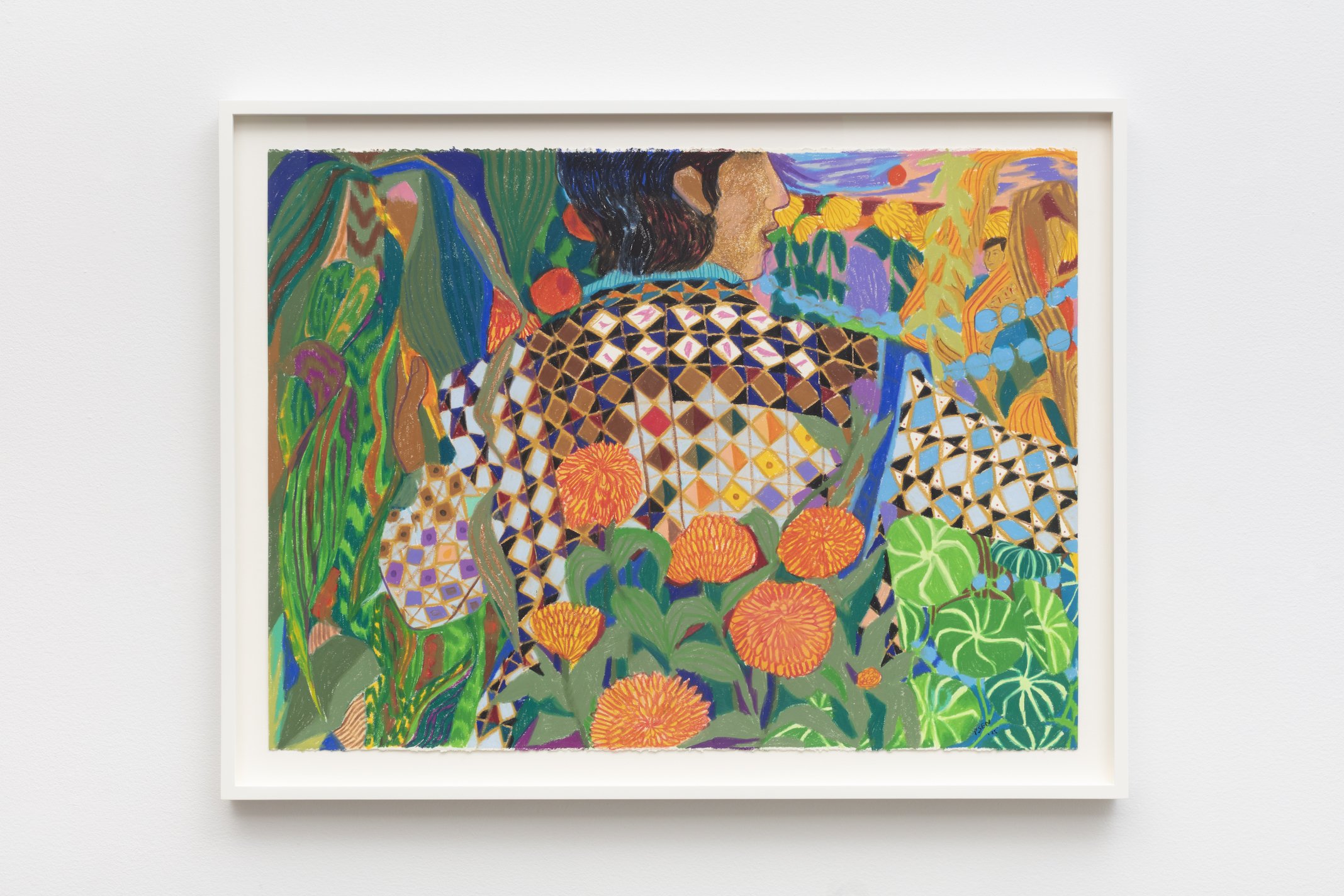 Pallavi Sen, Variation on Dr. Usmani’s Jacket, at Dusk, 2025, wax pastel on Stonehenge paper, 22 3/8 in. x 30 in. unframed