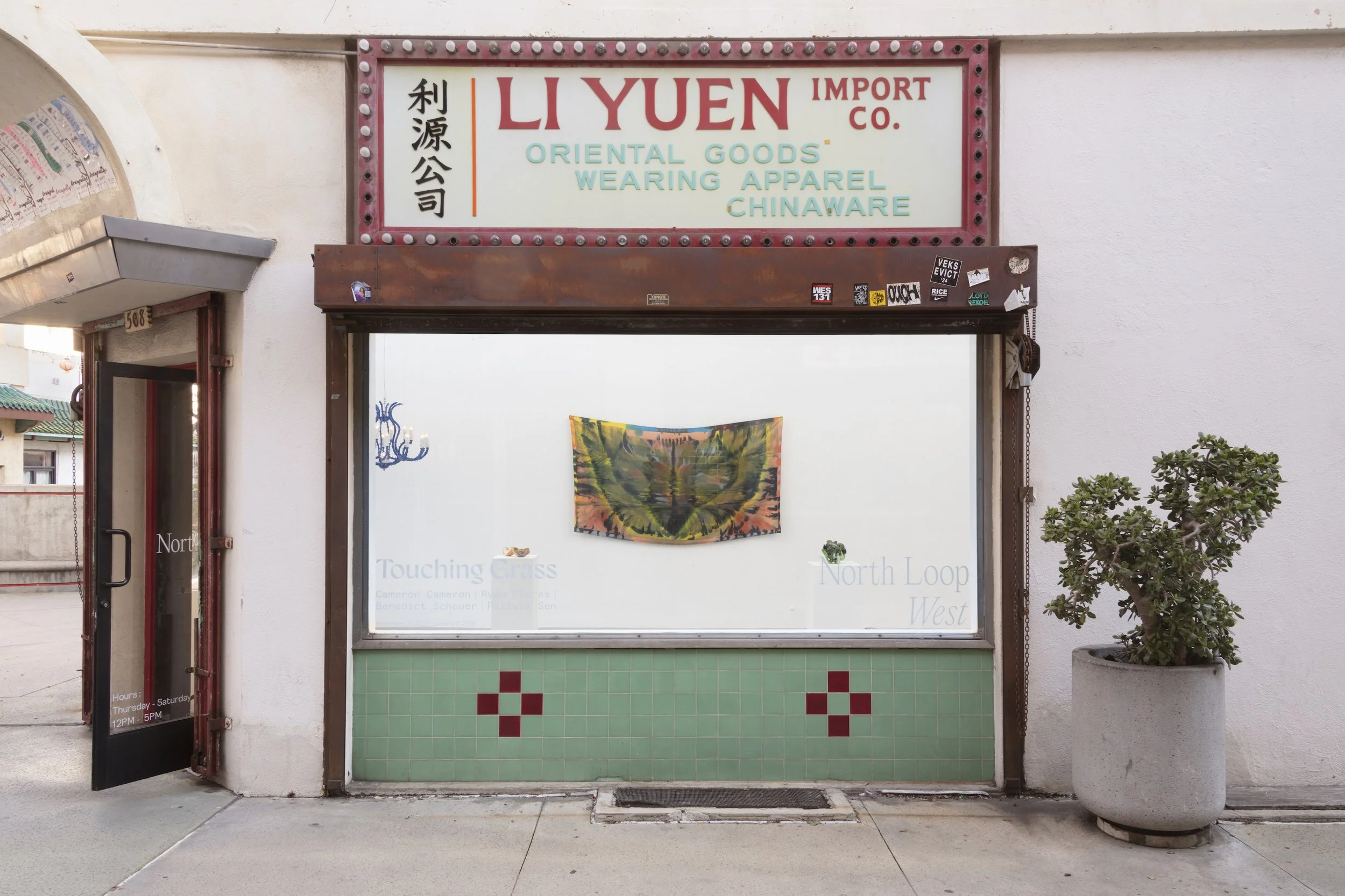 Installation view, Touching Grass, North Loop West, Los Angeles, CA. November 21, 2025 – January 3, 2026. Image courtesy Josh Schaedel.
