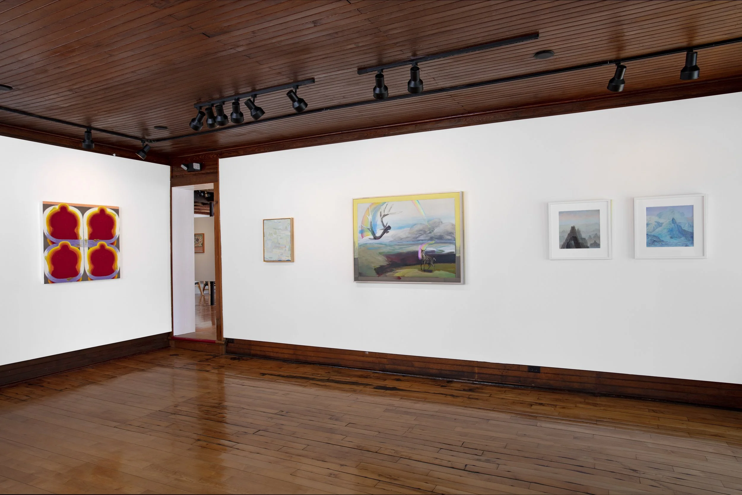 4. Installation view, Keeping Things Whole, works by J.A Feng, Mariel Capanna, Mike Glier, and Joan Nelson.