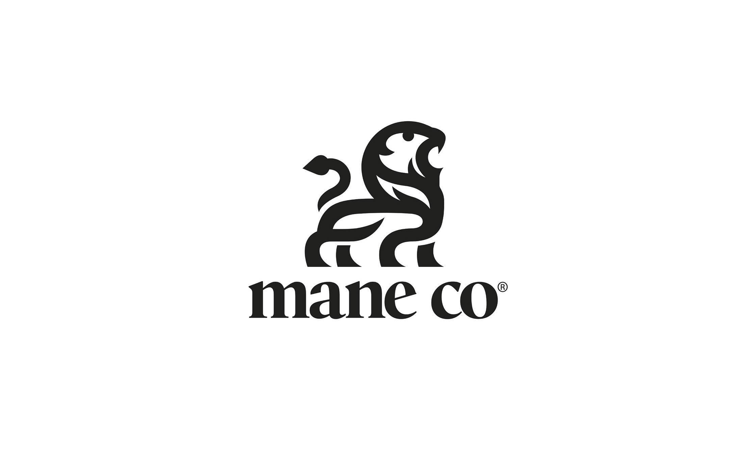 Black logo of a stylized lion with the text "mane co" underneath, on a white background.