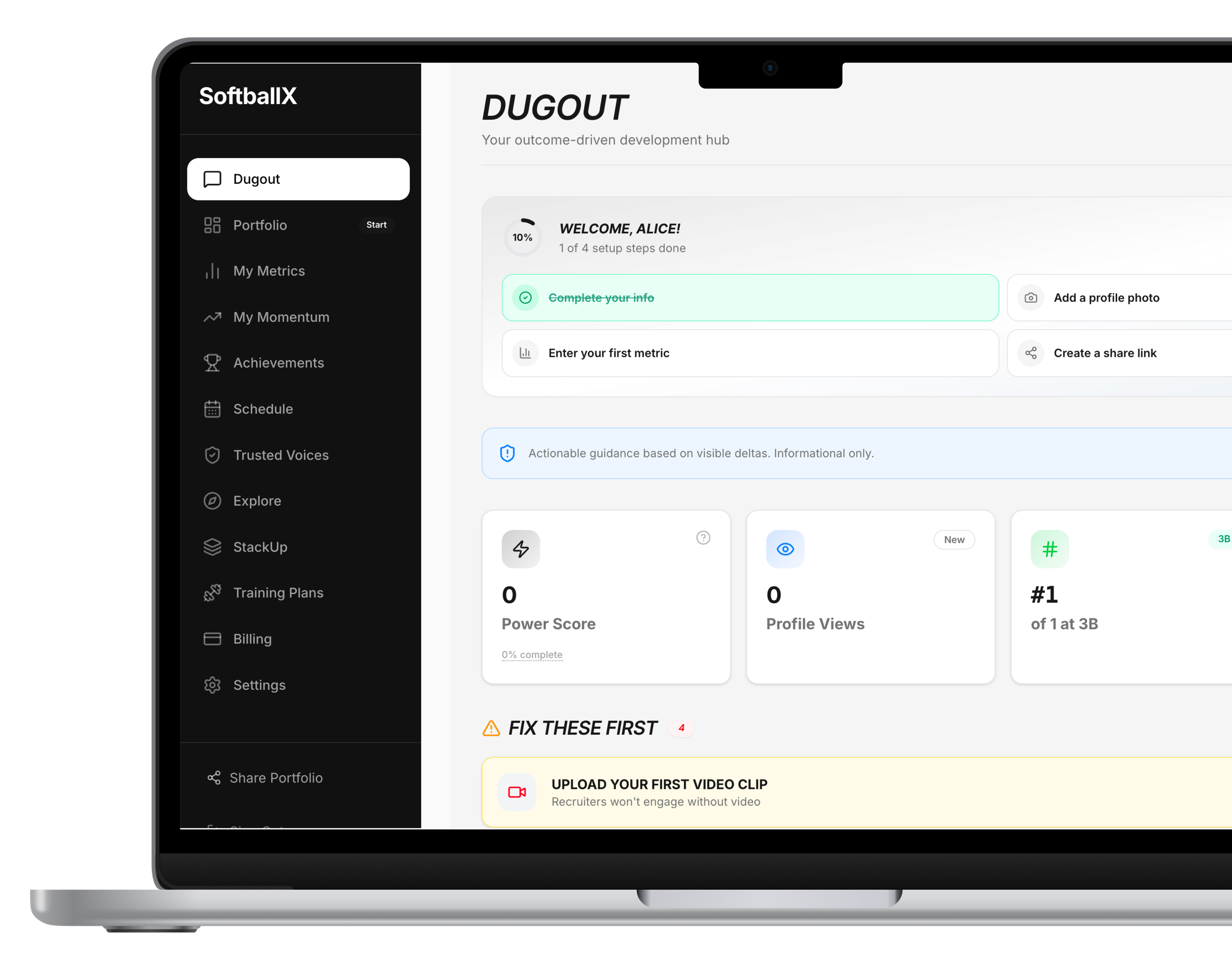 A digital dashboard with a black side menu and a main white section displaying a project management interface, including progress bars, metrics, icons, and notices.