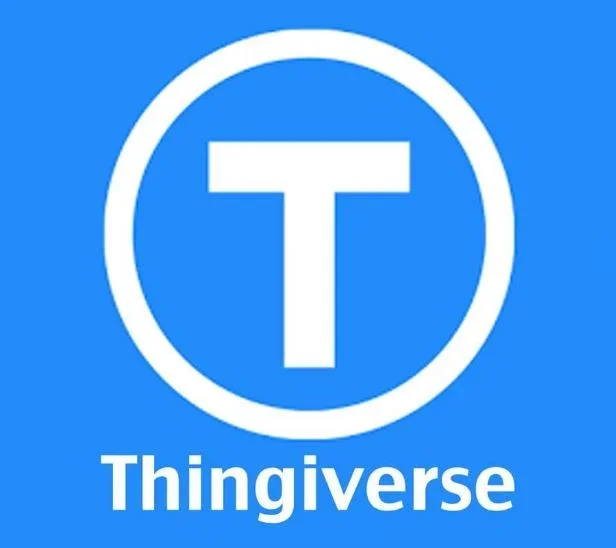Thingiverse logo with a white T inside a circle on a blue background