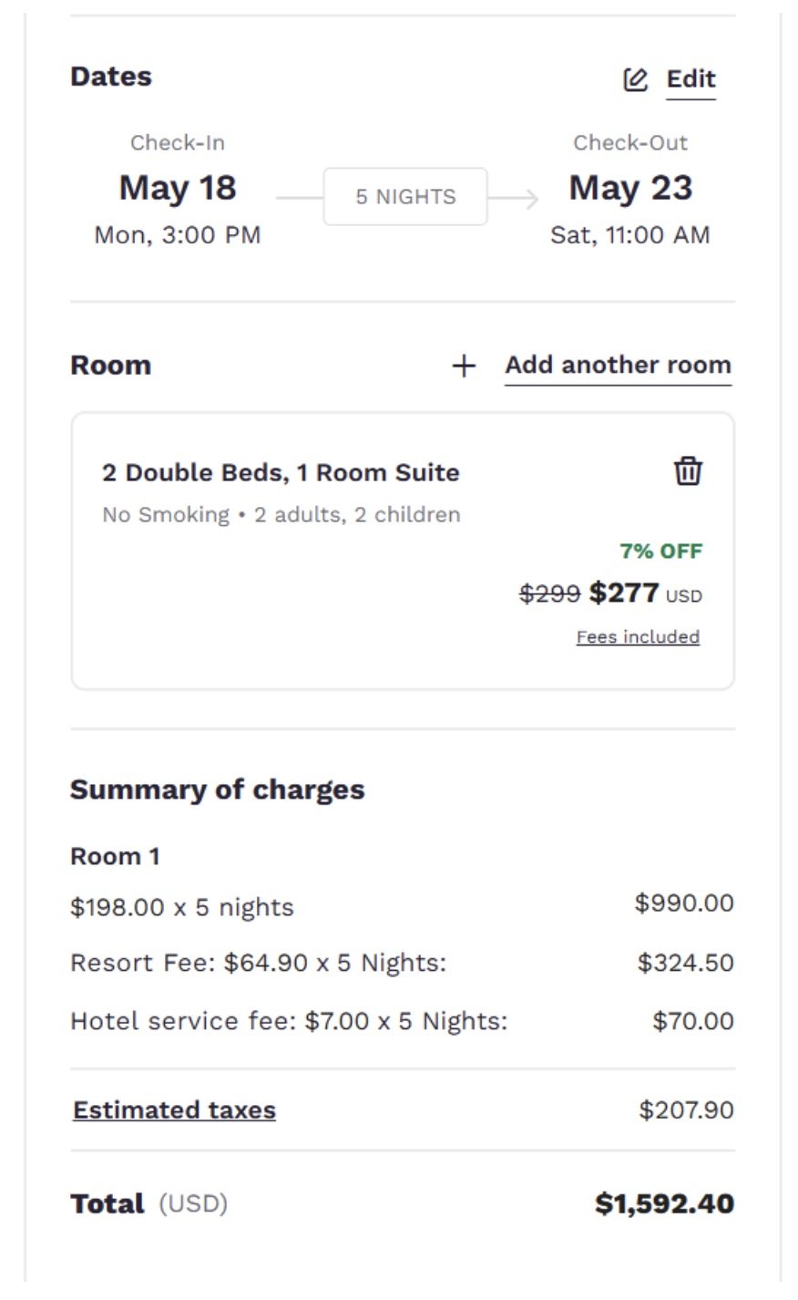 Price comparison showing significantly cheaper pricing at the Comfort Suites Paradise Island Bahamas compared to the Atlantis Bahamas