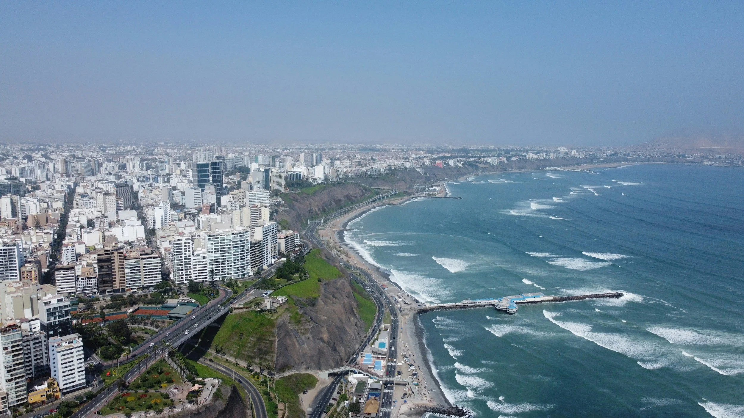 Miraflores Lima coastline with kids
