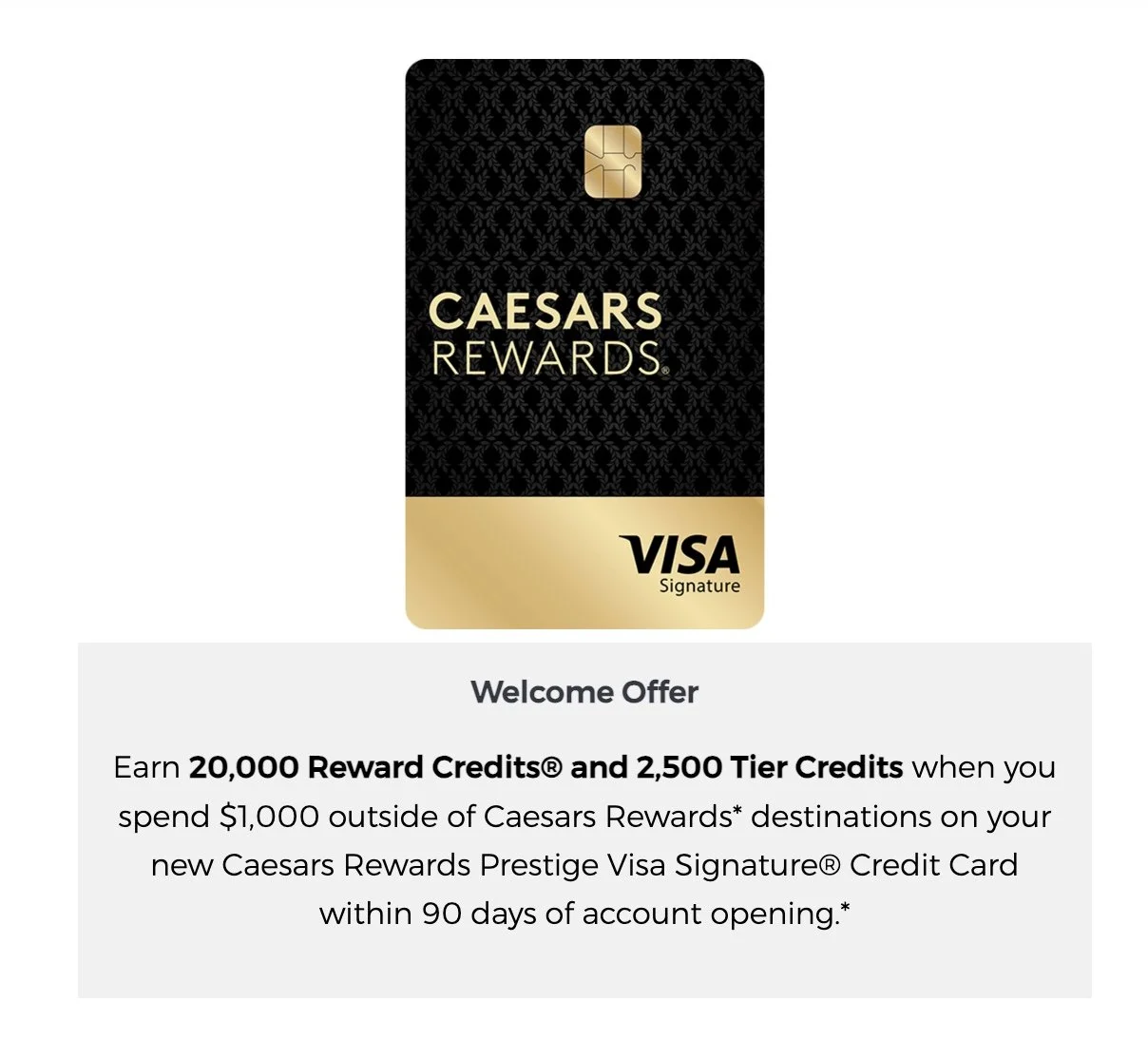 Caesars rewards prestige credit card image and welcome offer