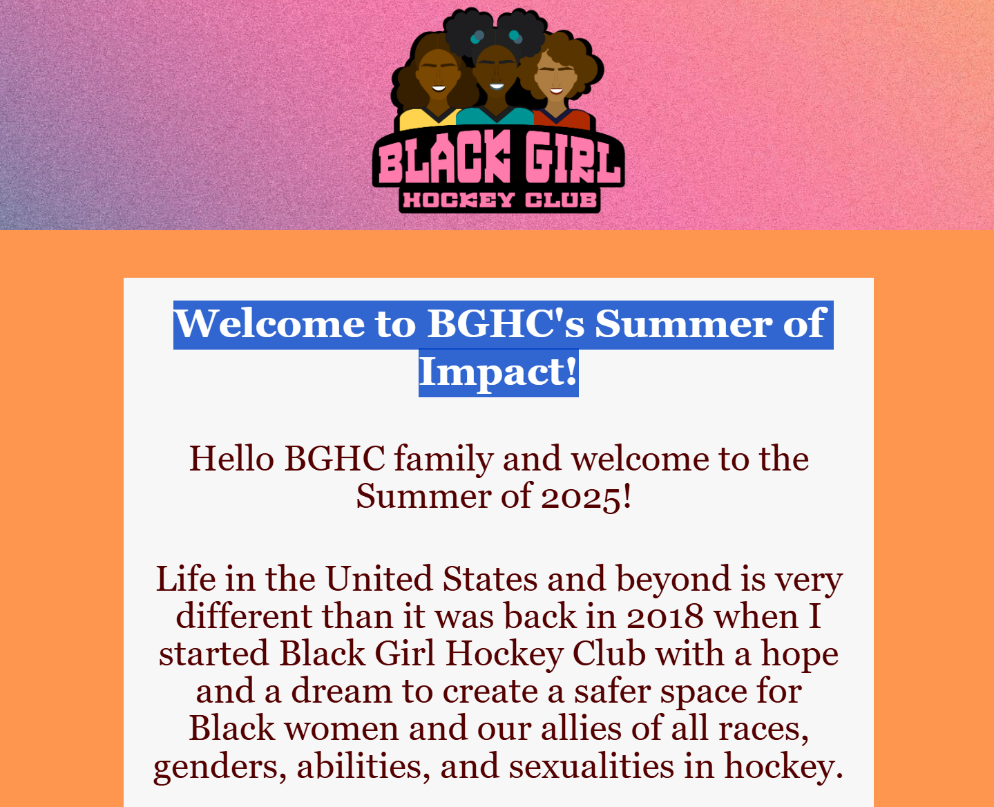 Welcome to BGHC's Summer of Impact! (July 2025)