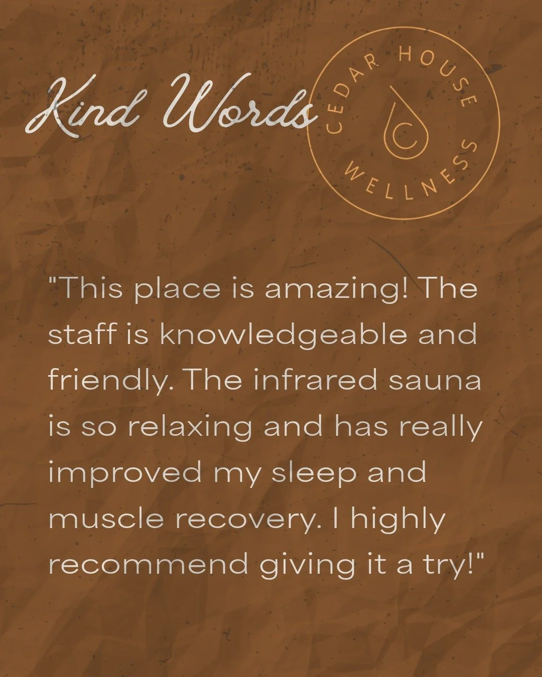 A few sweet words from friends who&rsquo;ve stopped by 💛. Come plan your visit and let us know how we did! 

#cedarhousewellness